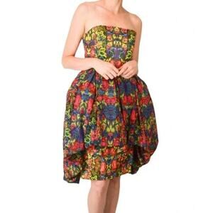 Anna‎ Sui Kaleidoscope Fitted Strapless Bubble Dress Multicolor Size 10